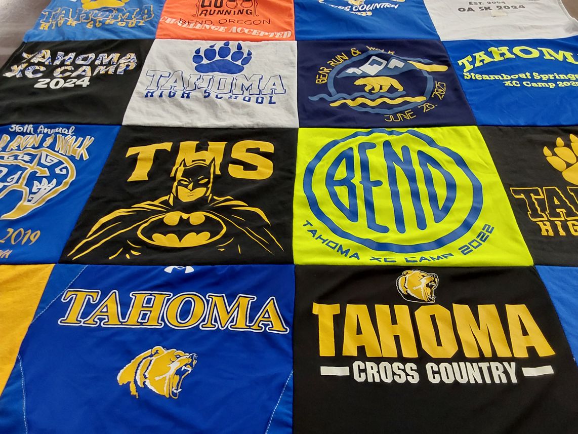 T-shirt quilt from tahoma high school, tahoma cross country by Amy from WA