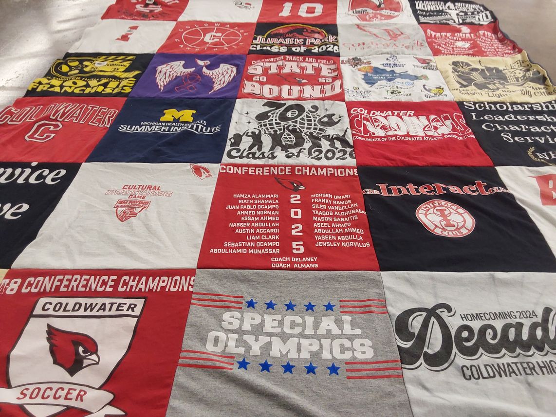 T-shirt quilt featuring coldwater cardinals soccer by Martha from MI