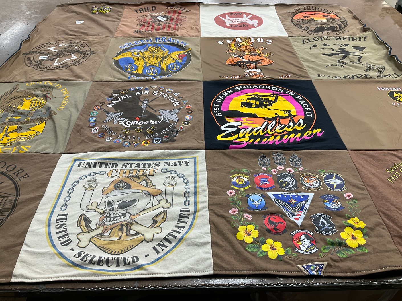 T-shirt quilt with military, aviation themes by Michelle from HI