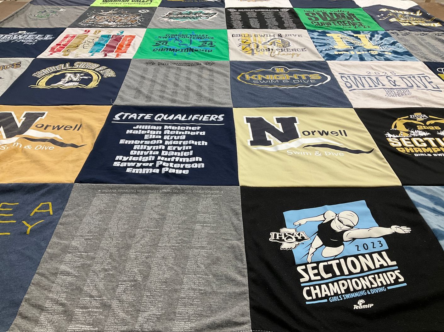 T-shirt quilt featuring norwell swim & dive by Sara from IN