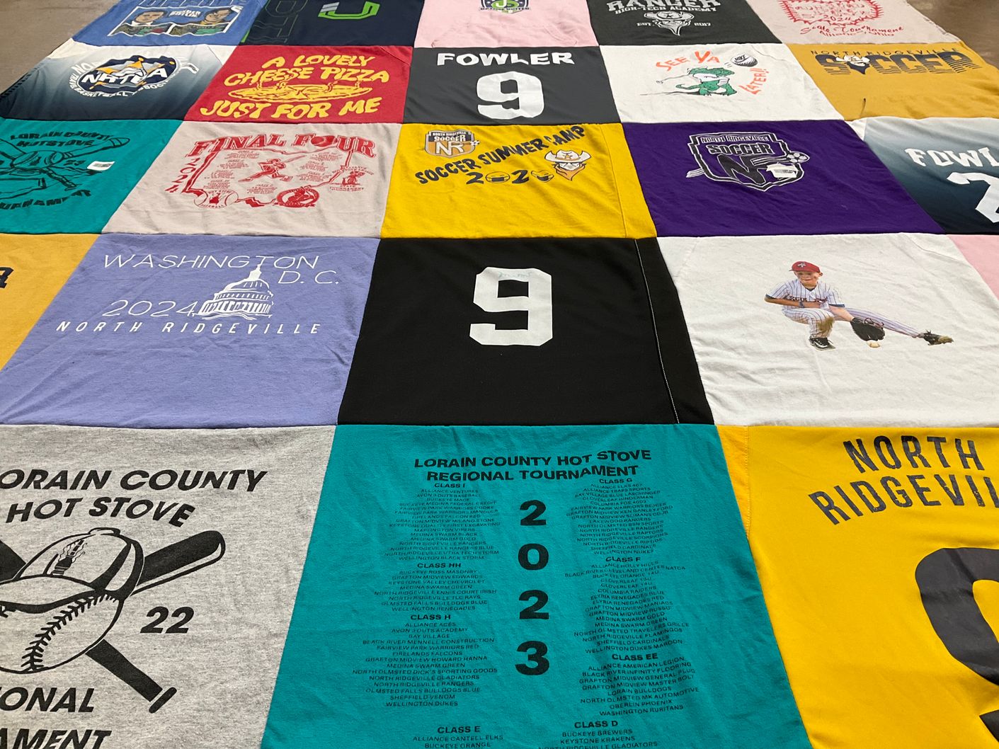 T-shirt quilt from north ridgeville high school by kimi from OH