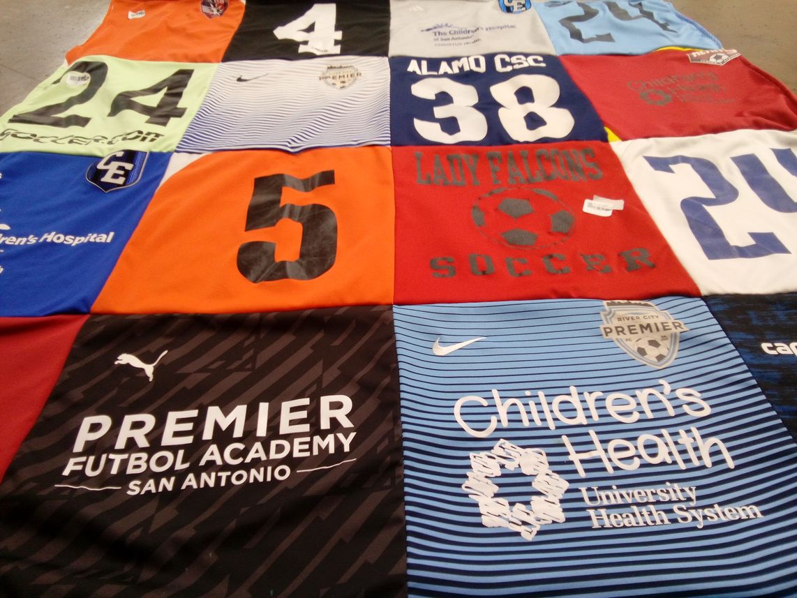 T-shirt quilt featuring lady falcons soccer by Vanessa from TX