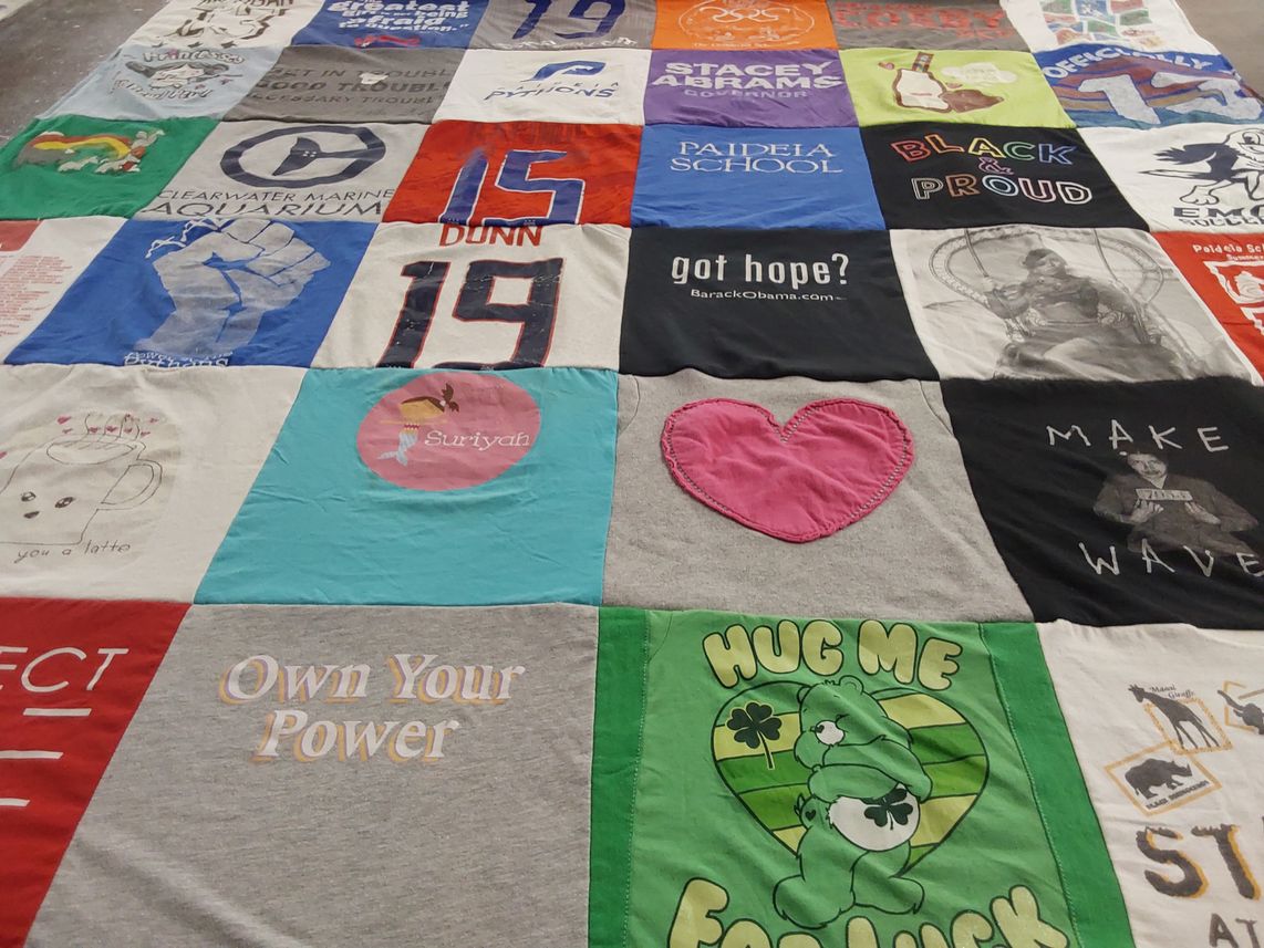 T-shirt quilt from paideia school by Naimah from GA