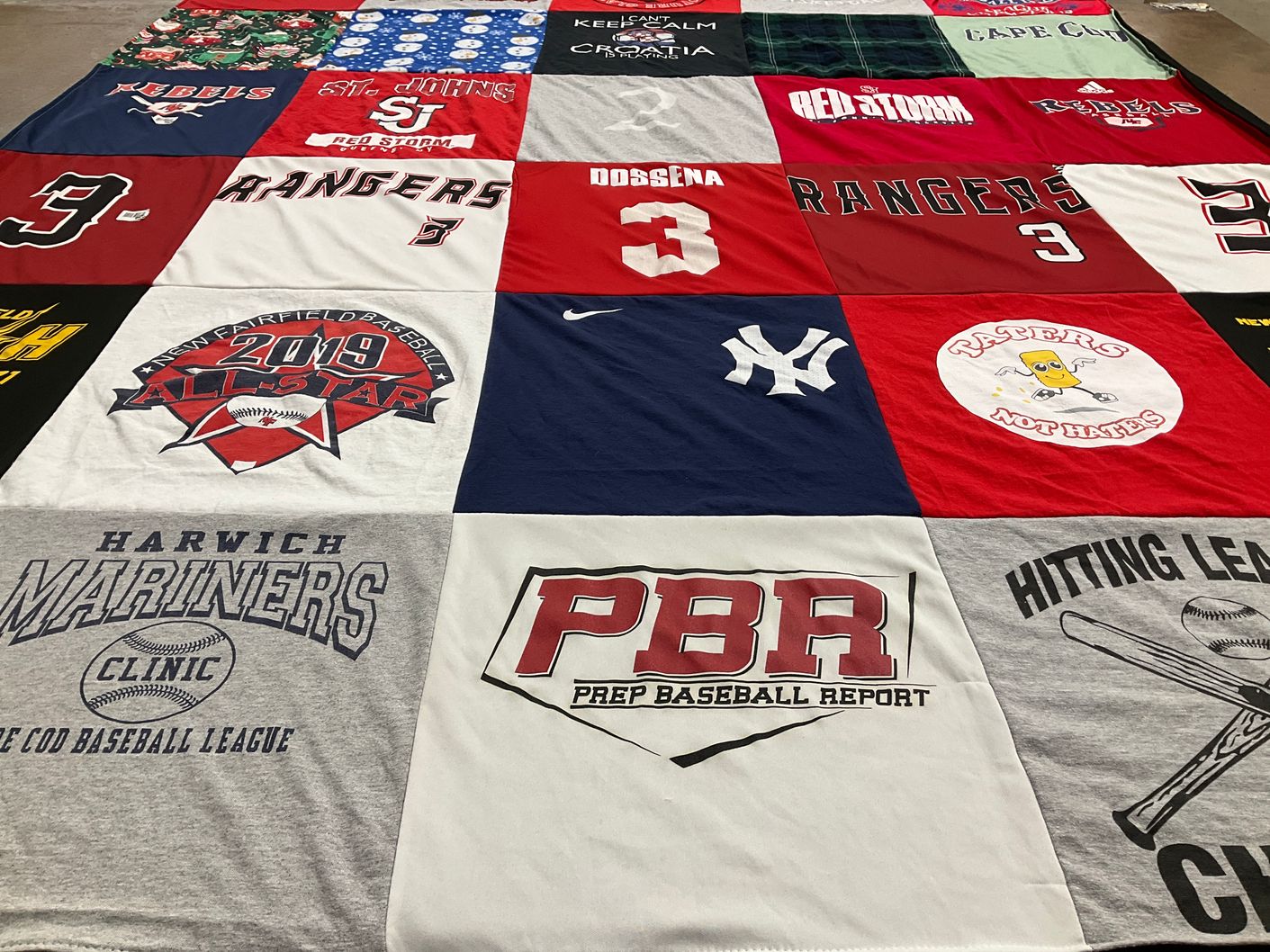T-shirt quilt featuring harwich mariners, new york yankees by Jelena from CT