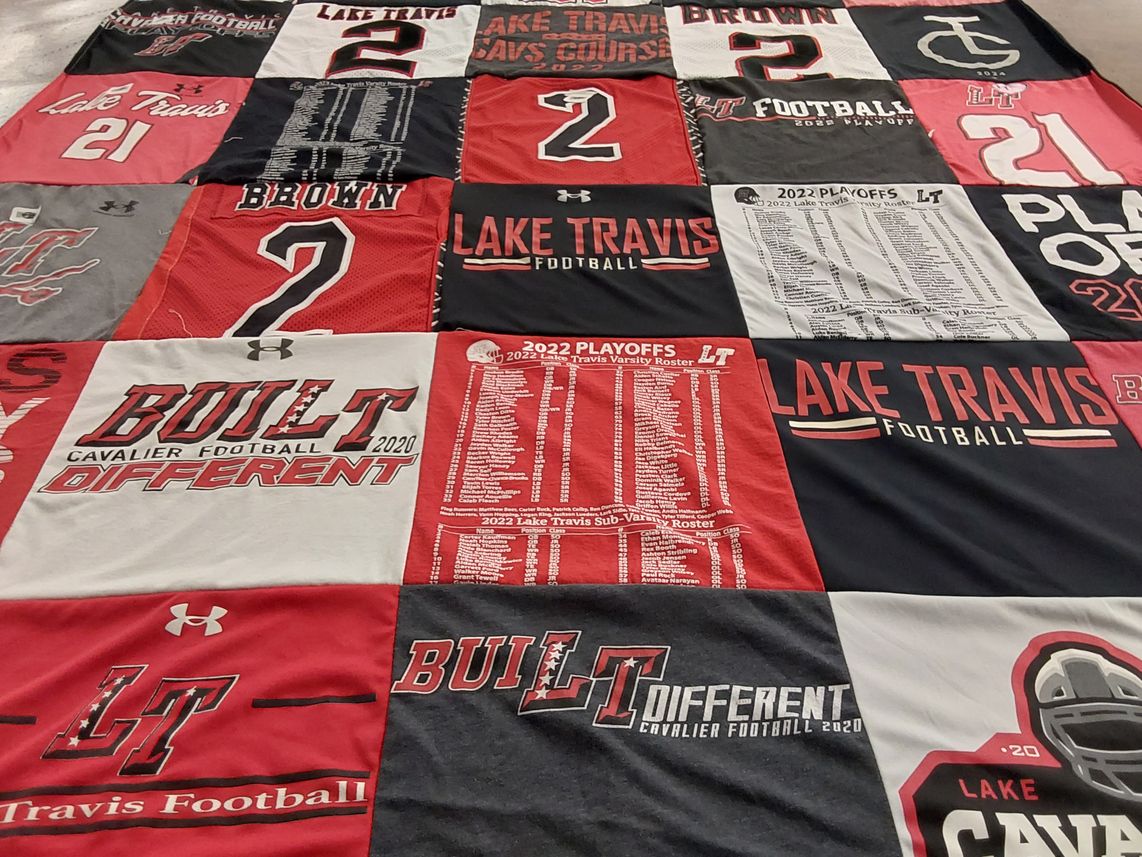 T-shirt quilt featuring lake travis cavaliers football by Mandy from TX