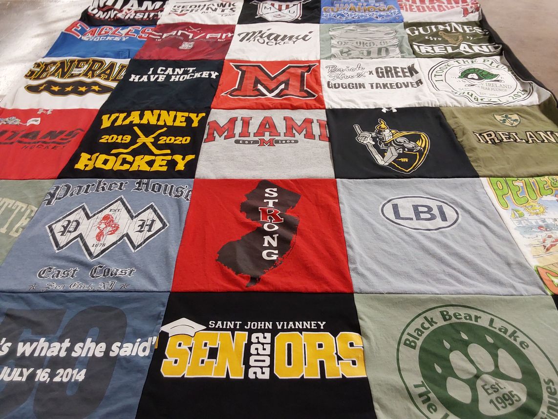 T-shirt quilt featuring miami university hockey, vianney hockey by Sharon from NJ