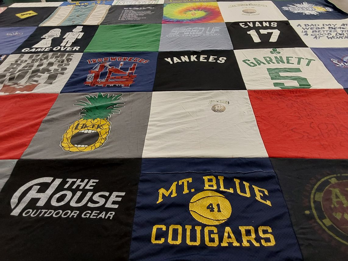T-shirt quilt featuring mount blue cougars by Elizabeth from ME
