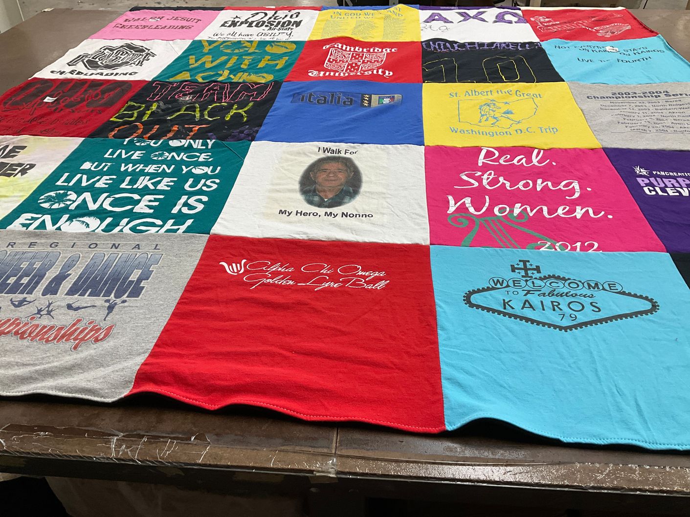 T-shirt quilt with dance themes by Kara from OH
