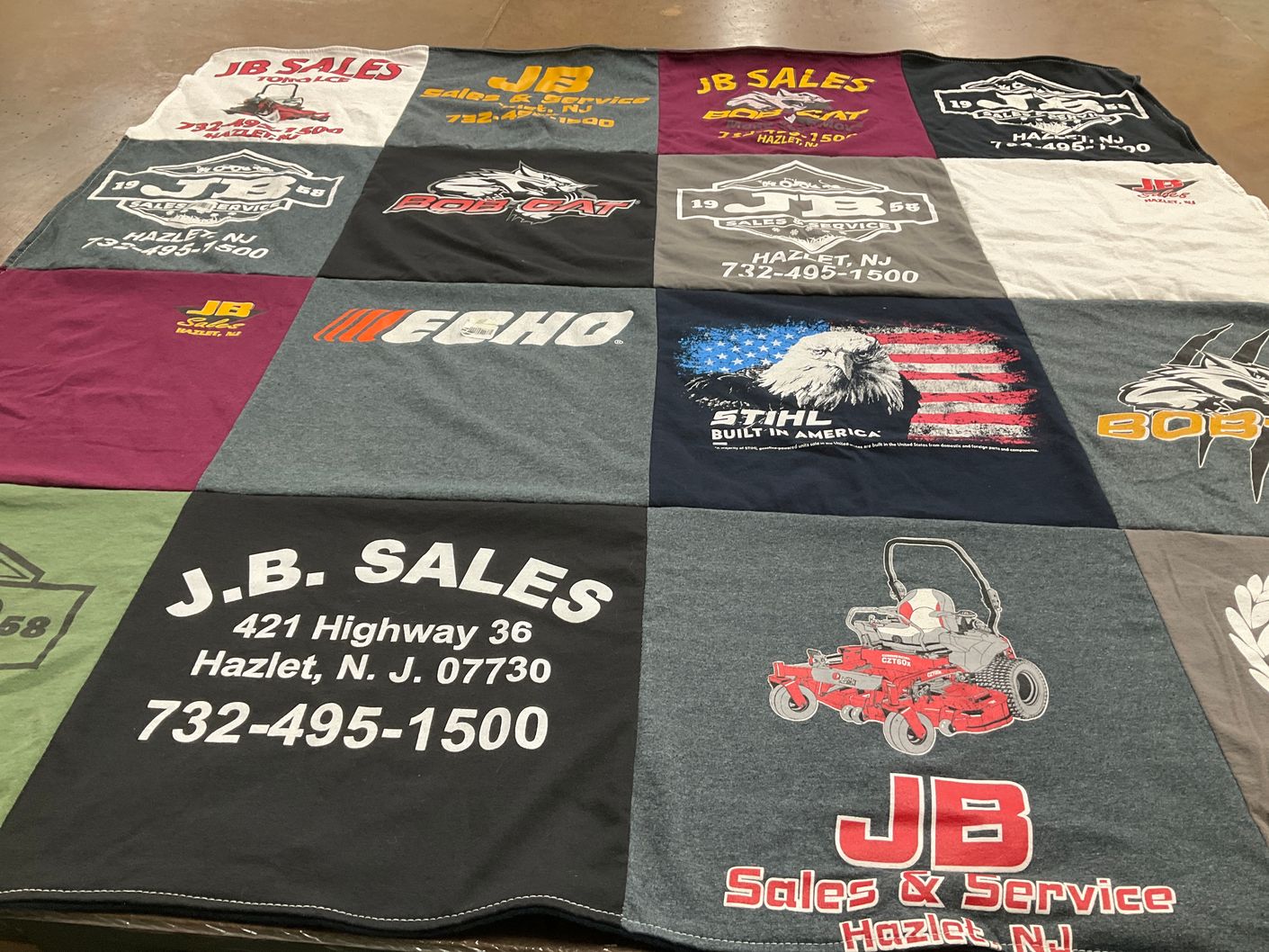 T-shirt quilt with gardening, landscaping themes by Bonnie from NC