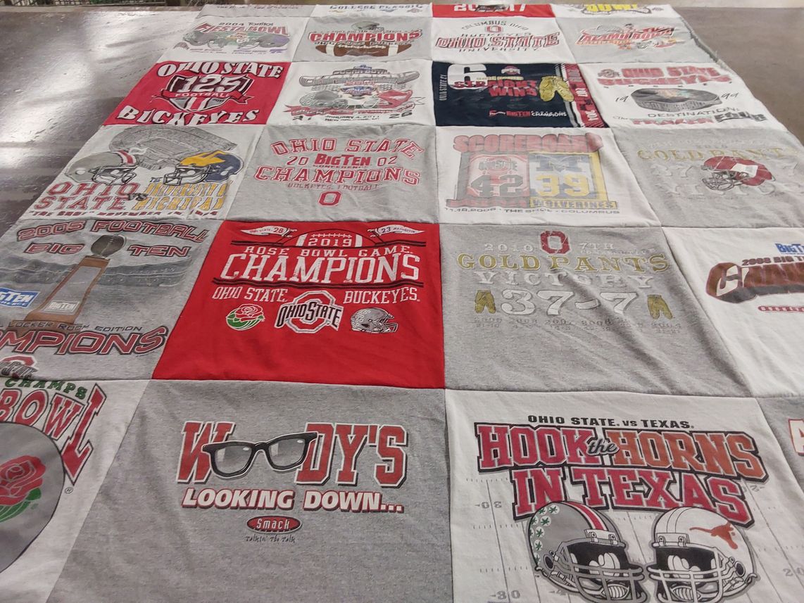T-shirt quilt featuring ohio state buckeyes by Joni from VA