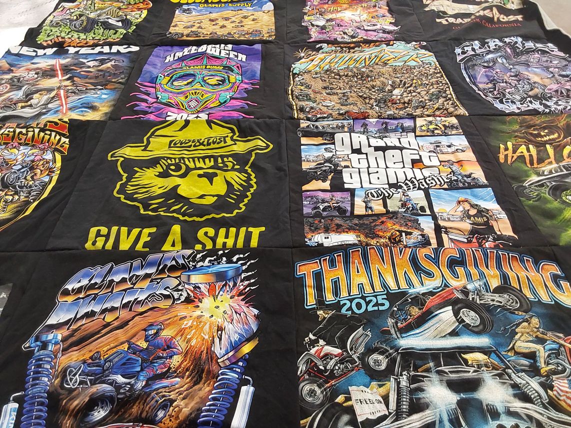 T-shirt quilt with motorcycles, off-roading themes by George from CA