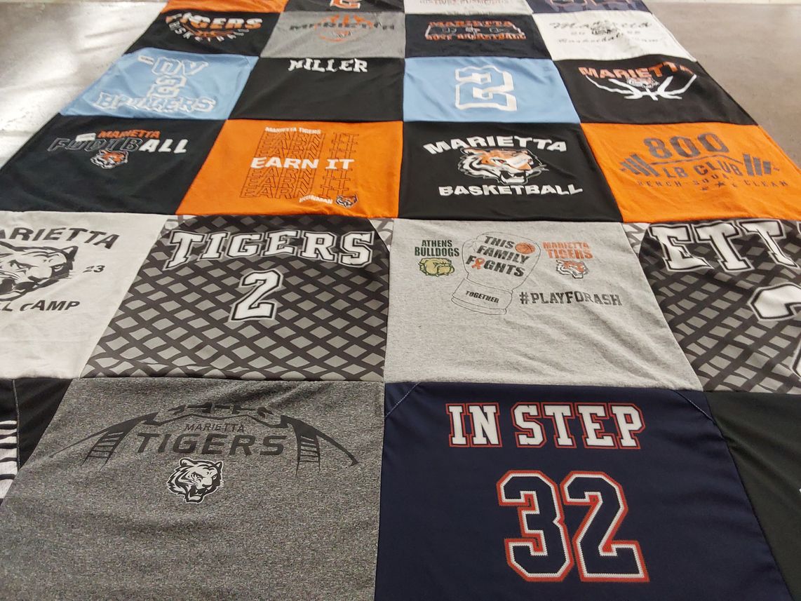 T-shirt quilt featuring marietta tigers by Jana from OH