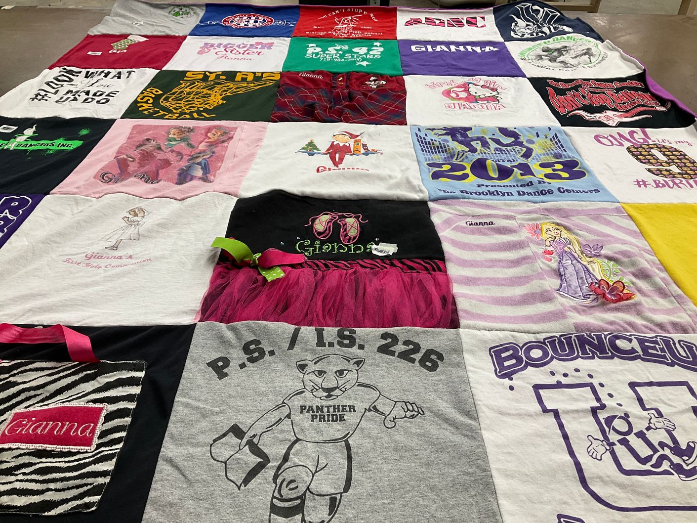 T-shirt quilt from ps 226, panther pride by Lynn from NY