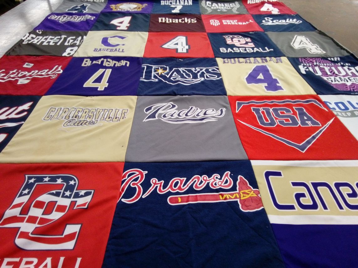 T-shirt quilt featuring gartersville canes, braves by Naomi from GA