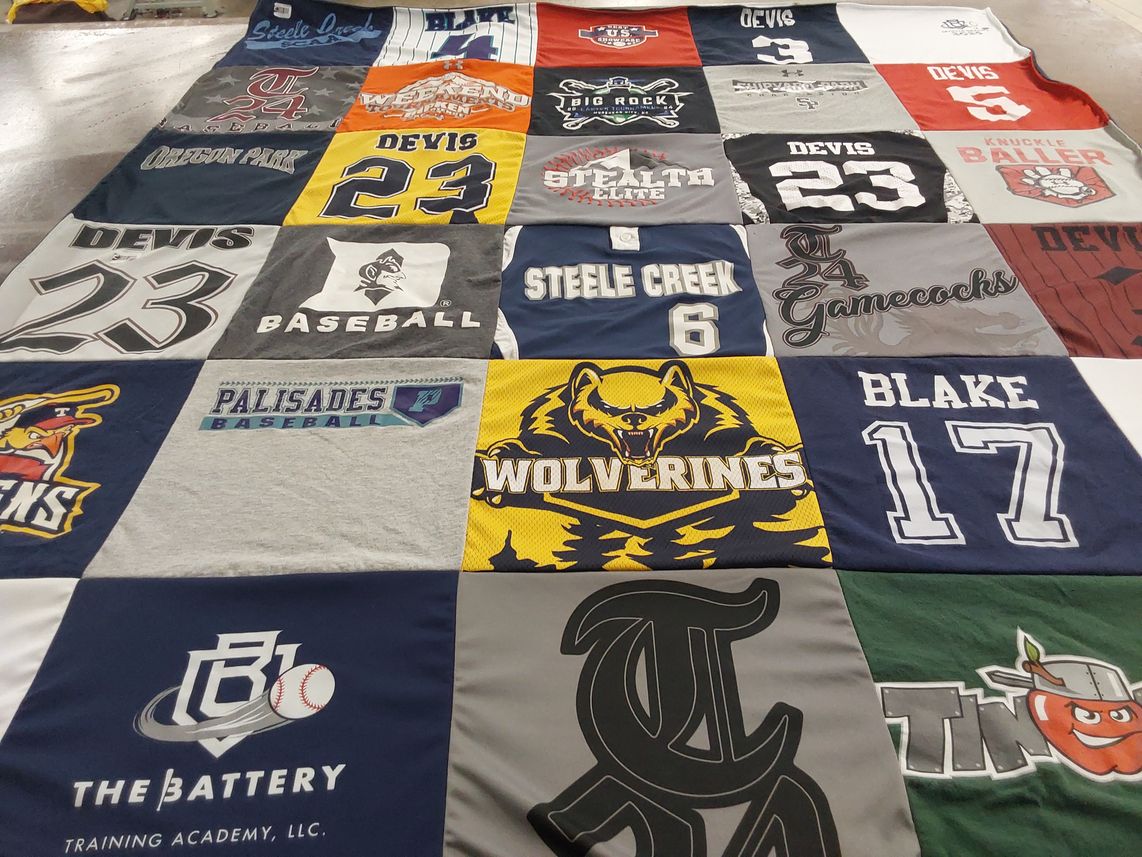T-shirt quilt featuring wolverines, gamecocks by Shannon from NC