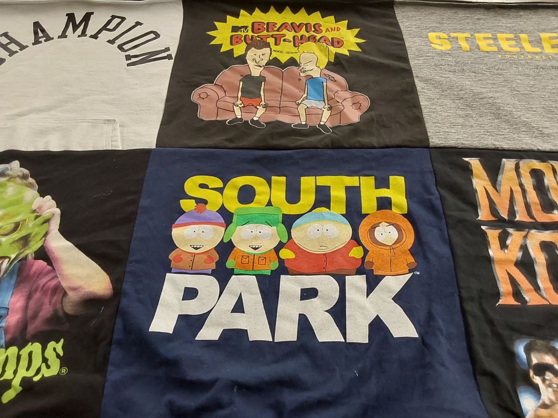 T-shirt quilt with animation, comedy themes by Jenell from PA