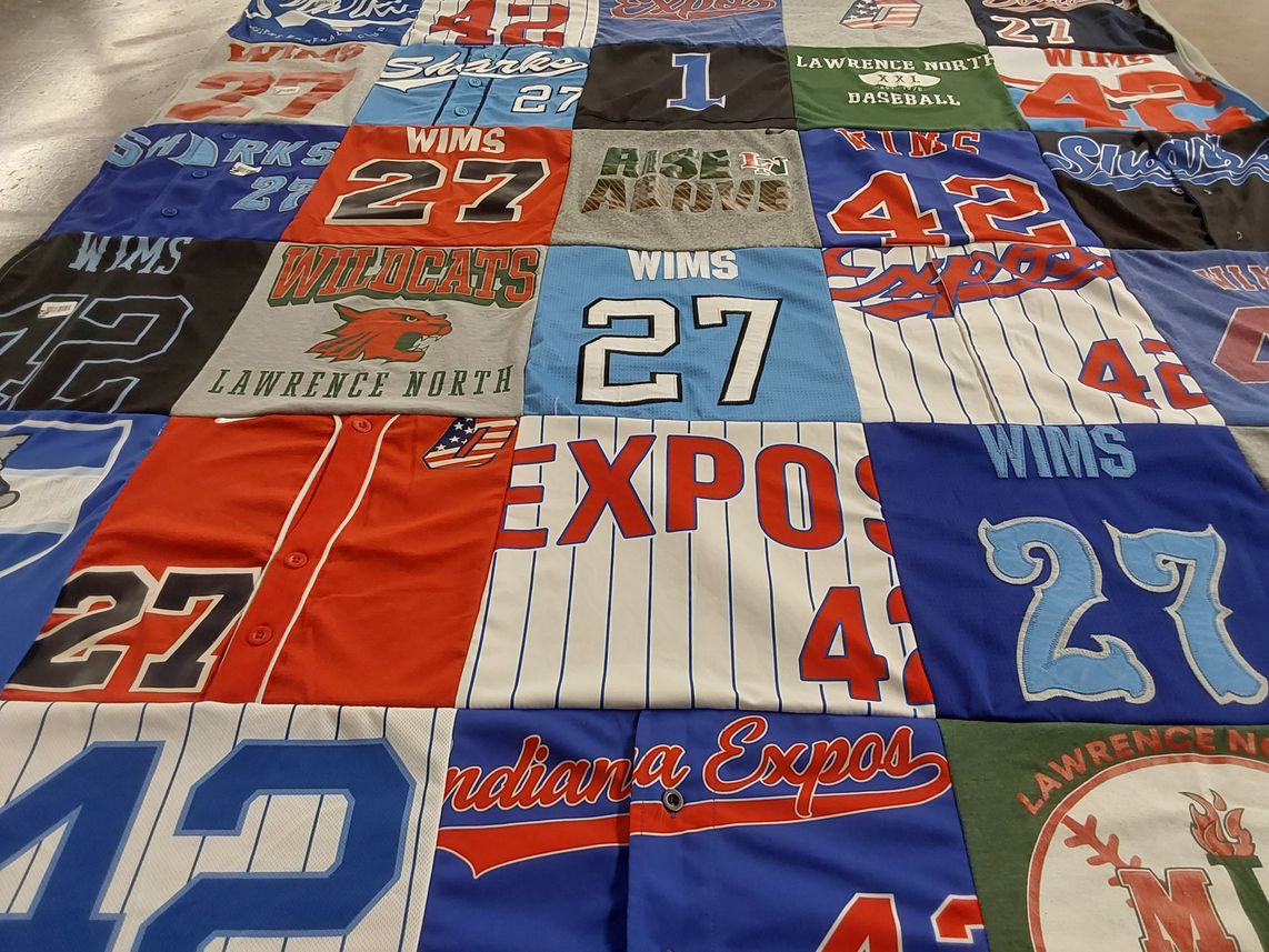 T-shirt quilt featuring indiana expos baseball team, wims sports team by Cyndi from IN