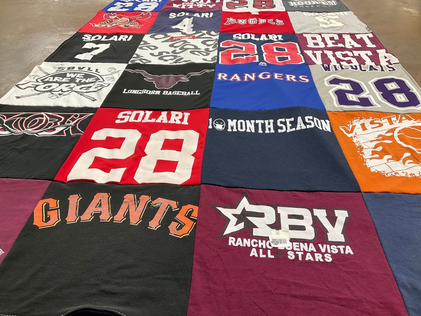 T-shirt quilt from rancho buena vista high school by Tamara from CA