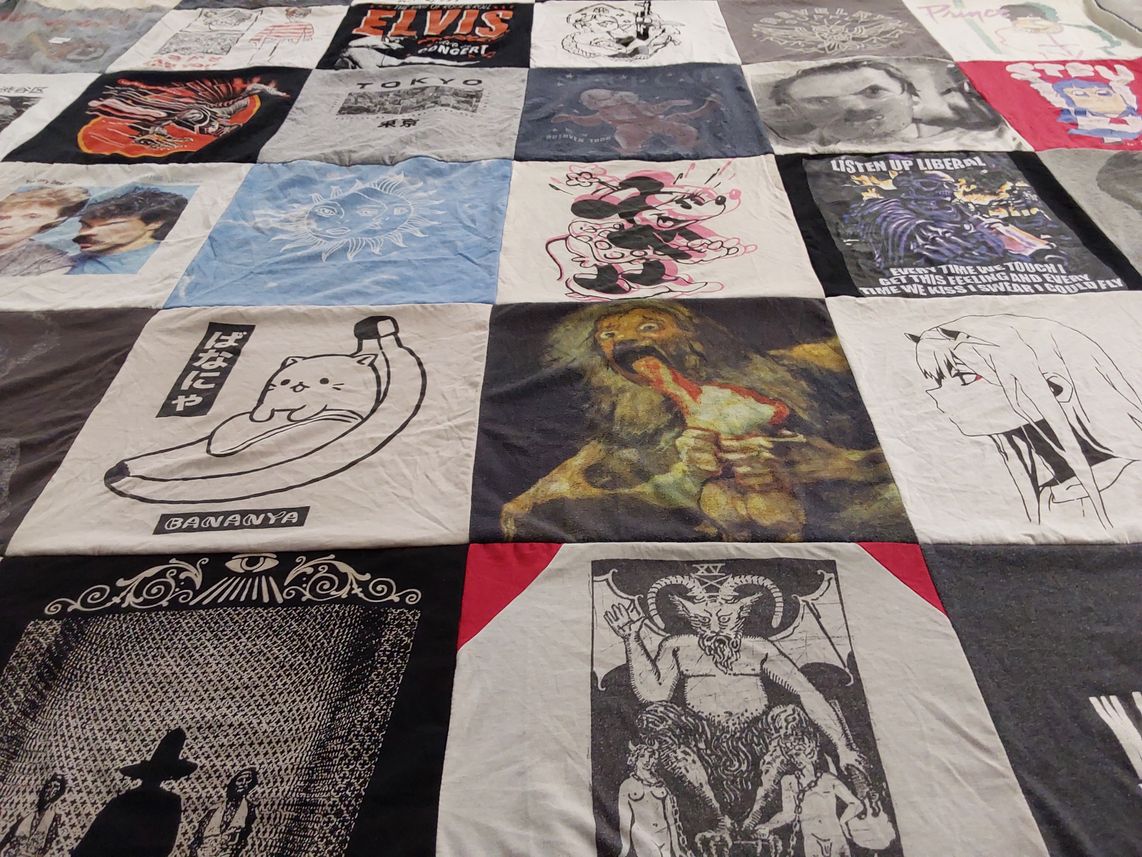 T-shirt quilt with music, anime themes by Harley from MA