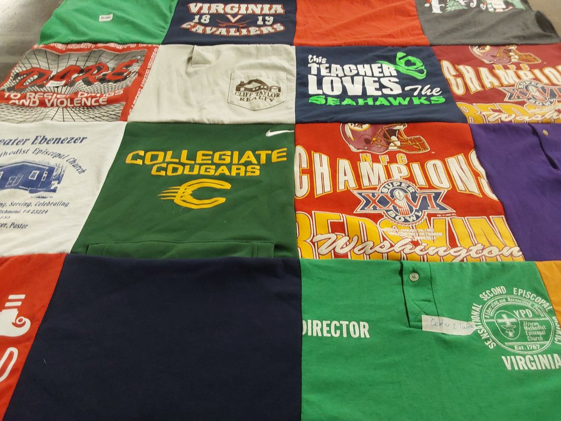 T-shirt quilt featuring seattle seahawks, washington redskins by Brooke from VA