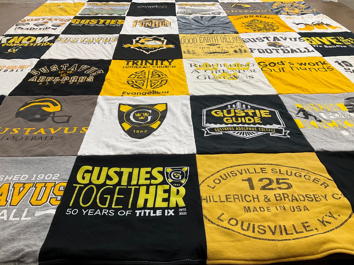 T-shirt quilt featuring gustavus adolphus college football by Wendy from MN