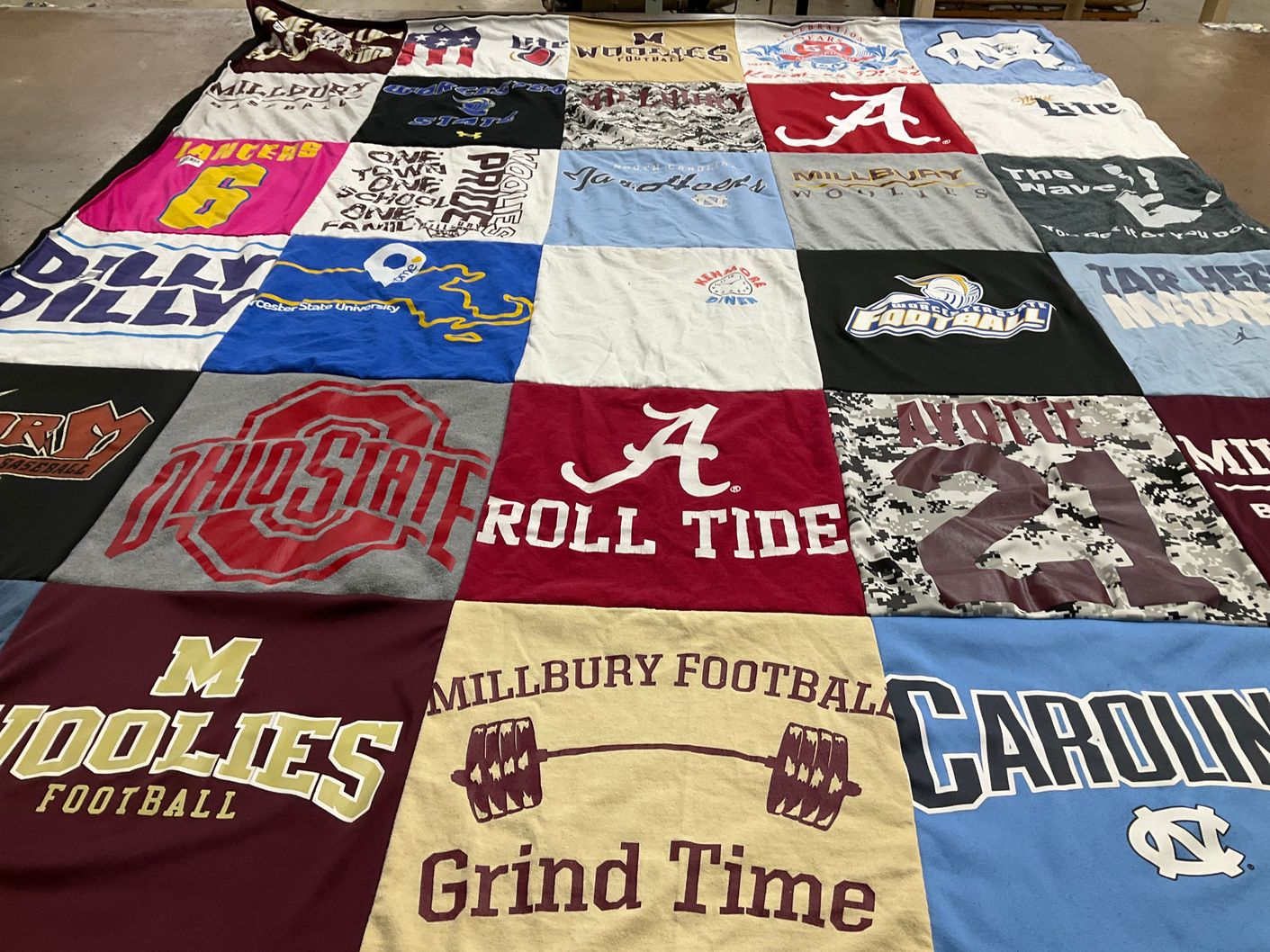 T-shirt quilt from ohio state university, university of alabama by James from MA