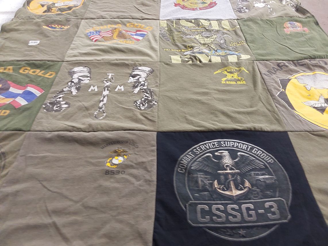 T-shirt quilt with military, history themes by Danielle from TX