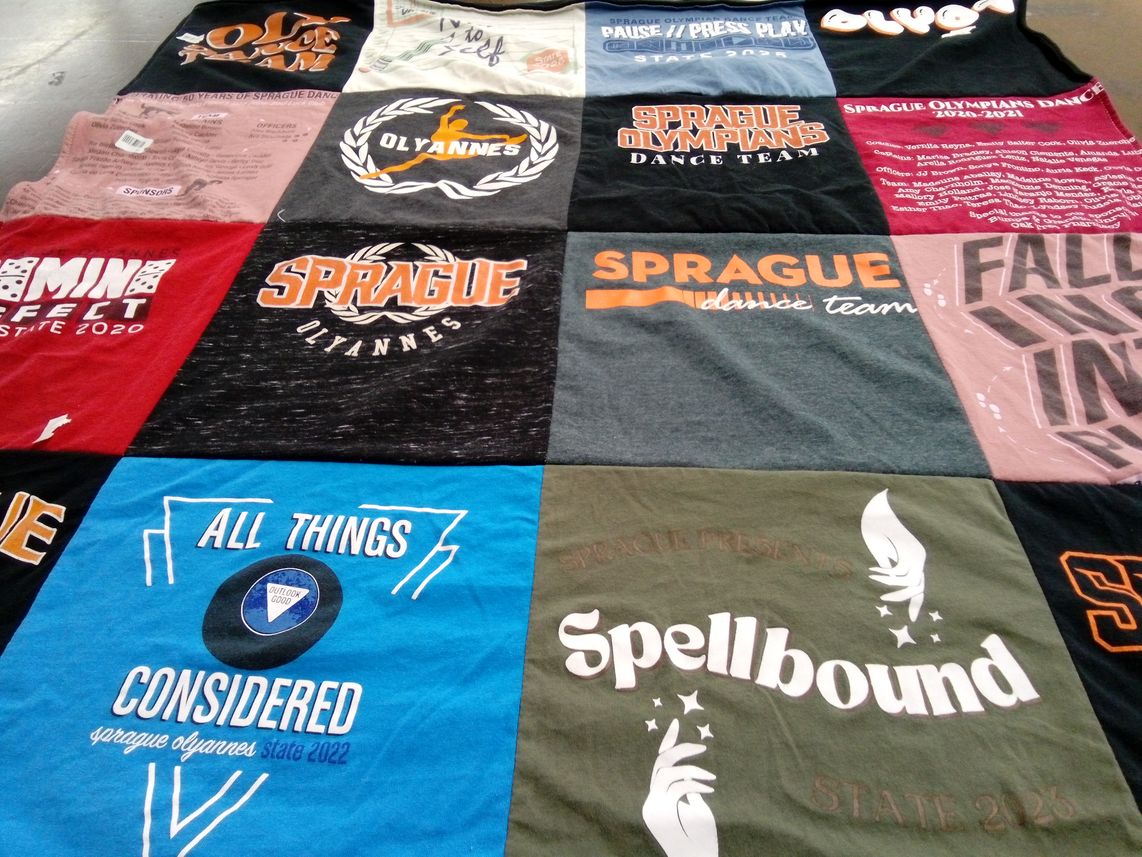T-shirt quilt featuring sprague dance team by Anne Marie from OR