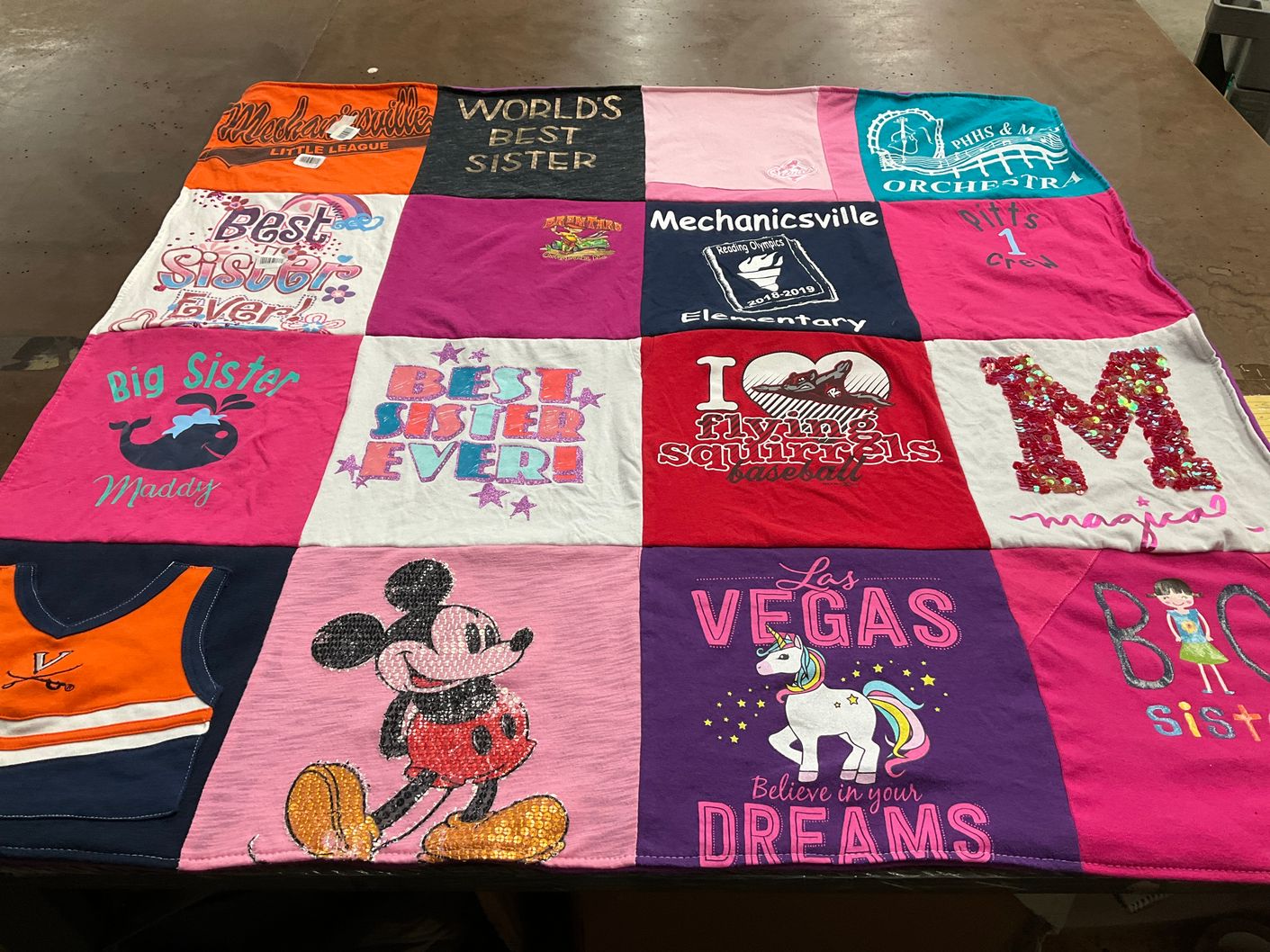 T-shirt quilt featuring flying squirrels baseball by Lindsy from VA