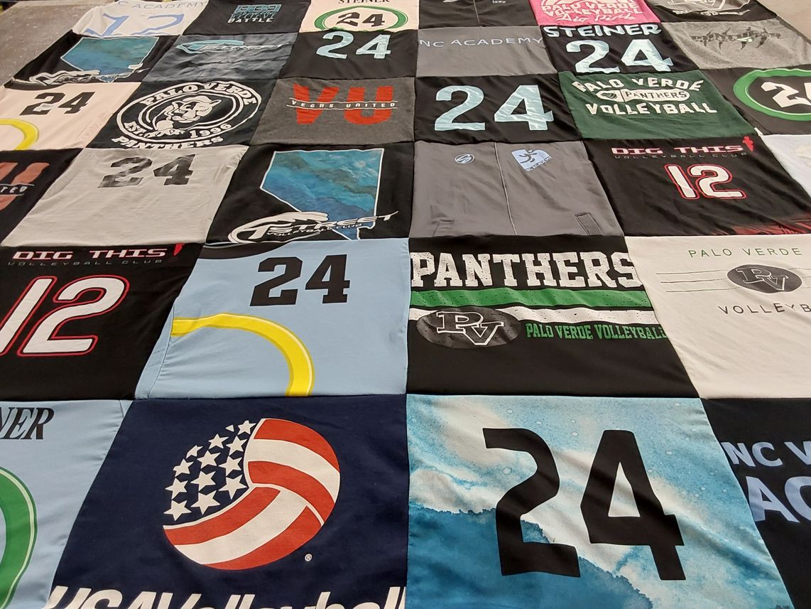 T-shirt quilt featuring palo verde panthers volleyball by Janine from NV