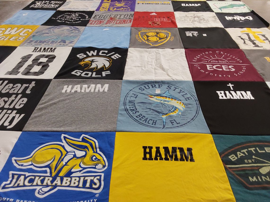 T-shirt quilt featuring jackrabbits by Cayla from MN