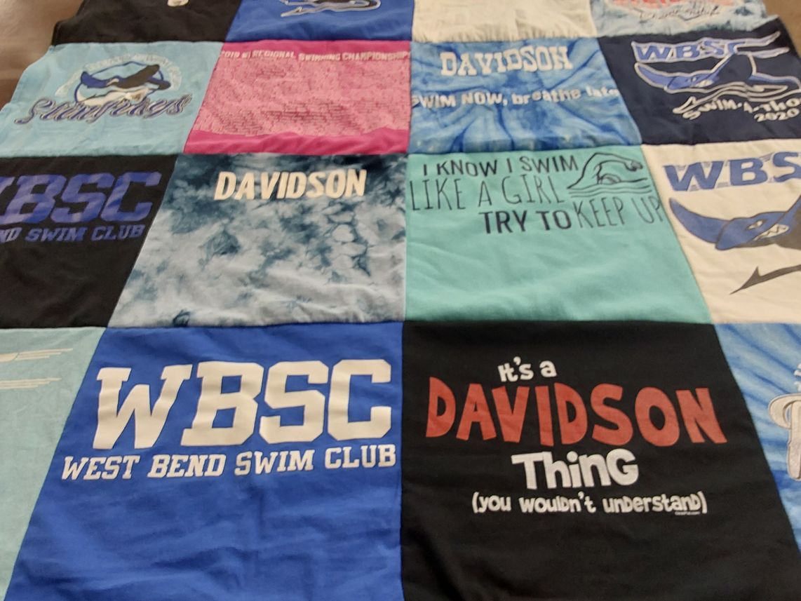 T-shirt quilt featuring west bend swim club by Kristy from WI