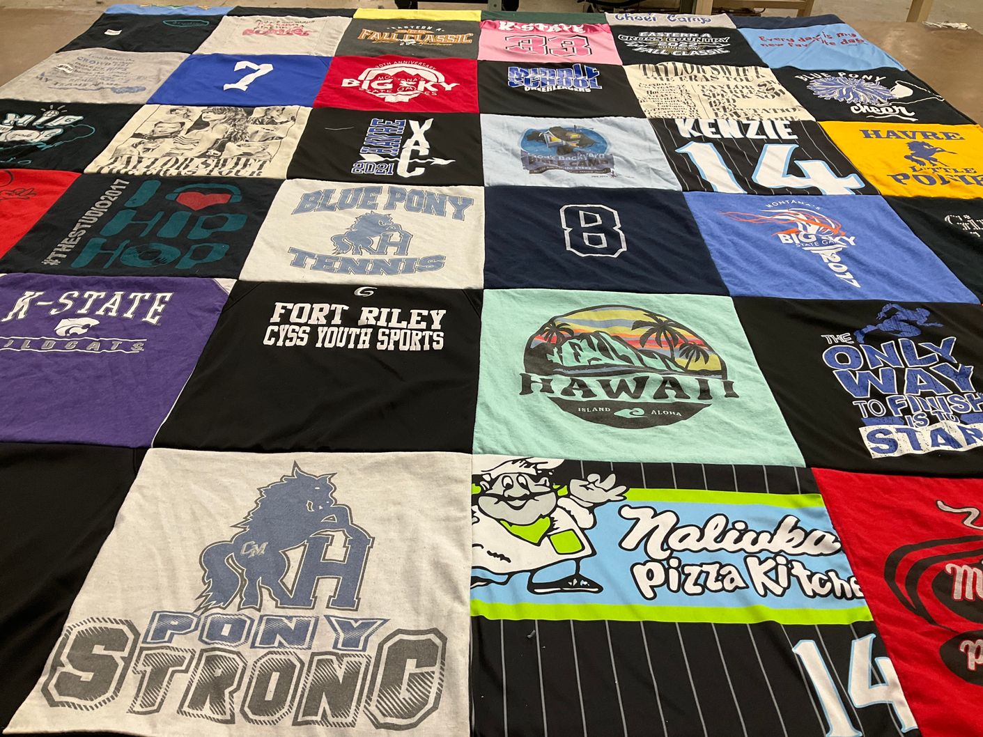 T-shirt quilt featuring kansas state university wildcats by Alyssa from MT