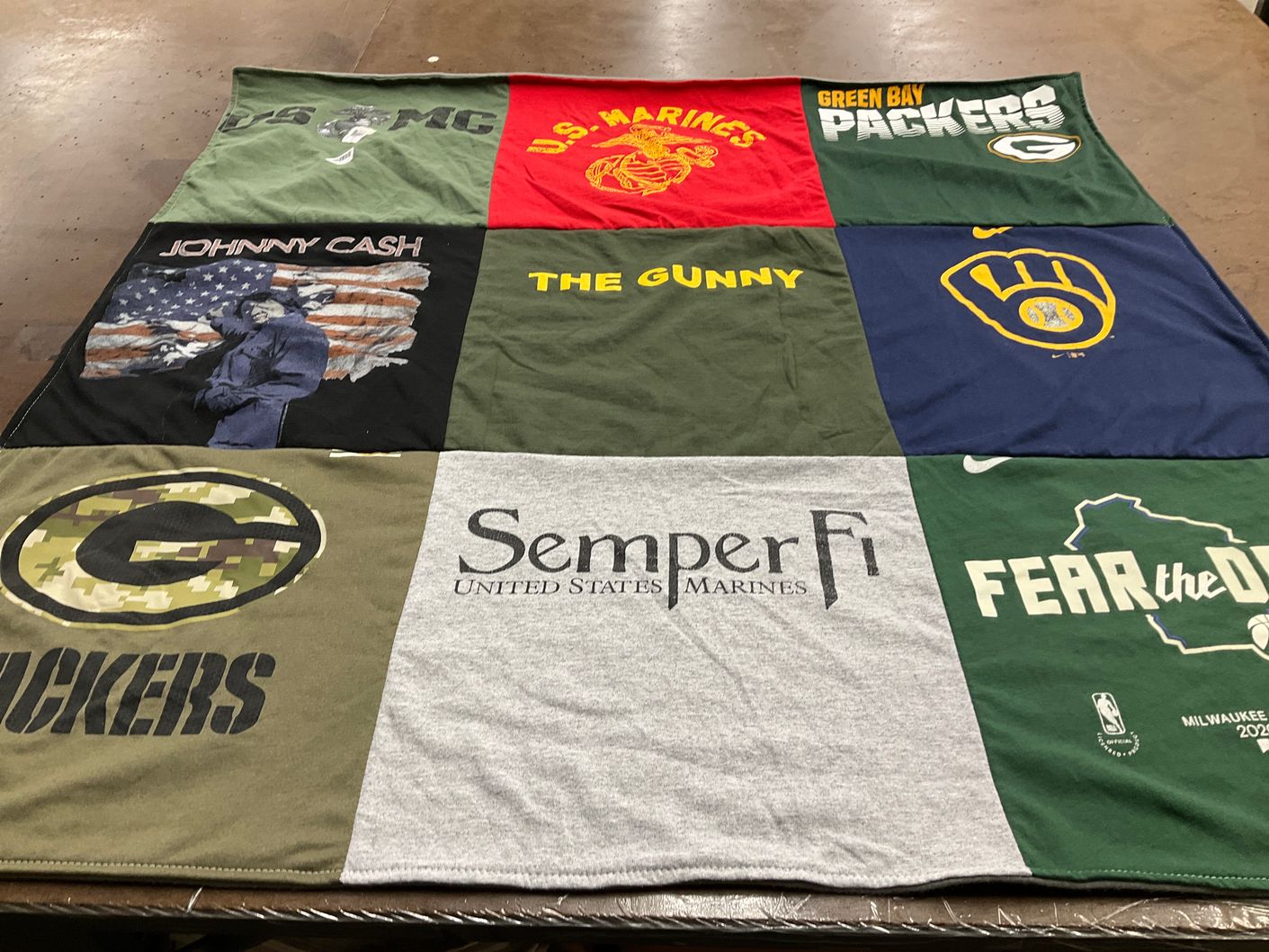 T-shirt quilt featuring green bay packers, milwaukee bucks by Suzanne from TX