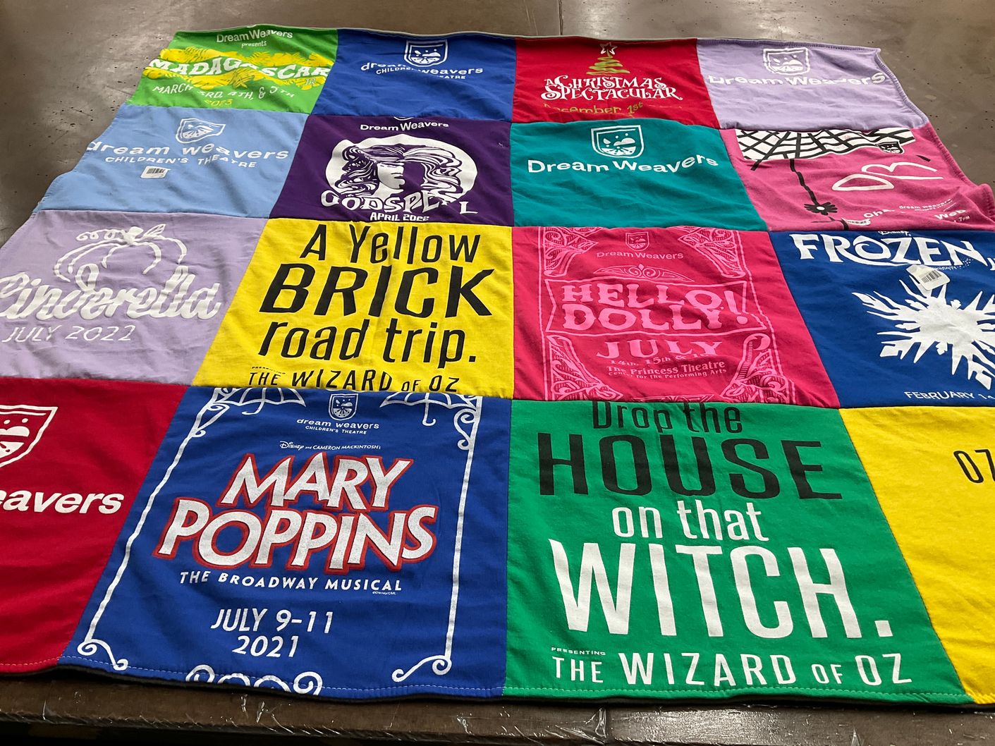 T-shirt quilt with theater, musicals themes by Susan  from AL