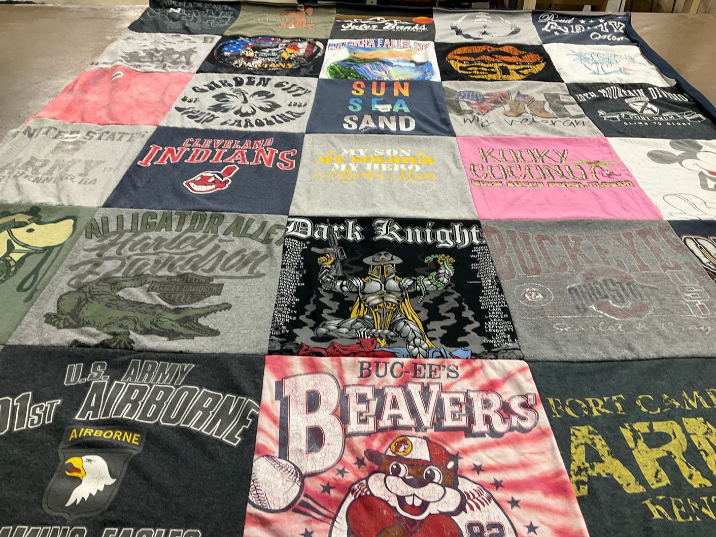 T-shirt quilt featuring cleveland indians, ohio state university buckeyes by Suzi from OH
