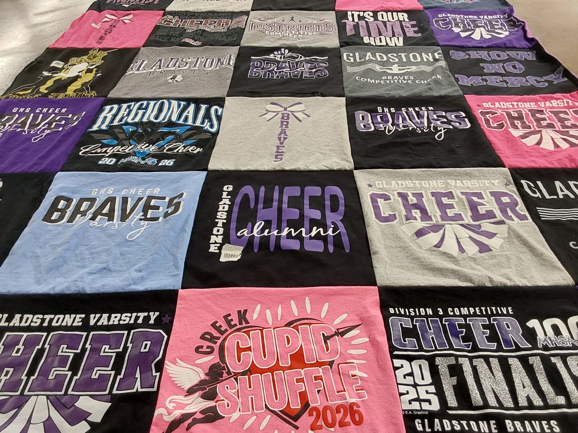 T-shirt quilt featuring gladstone varsity braves by Leah from MI