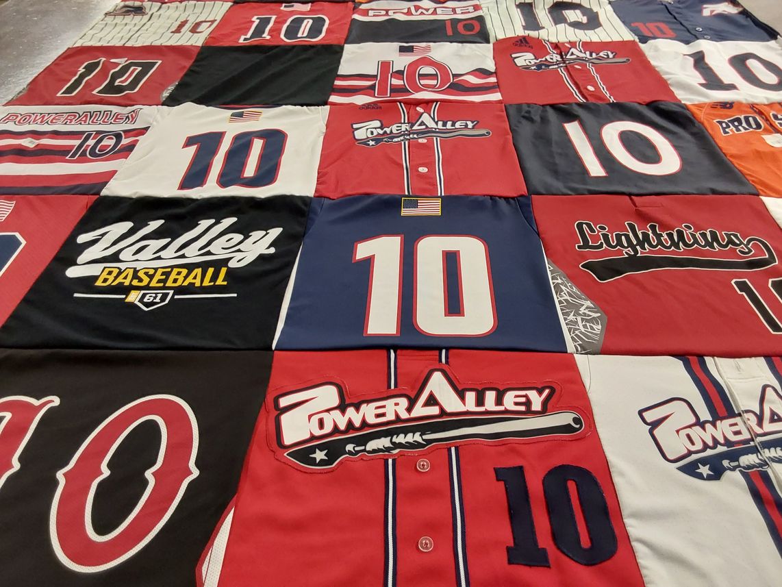 T-shirt quilt with baseball themes by Meghan from CO