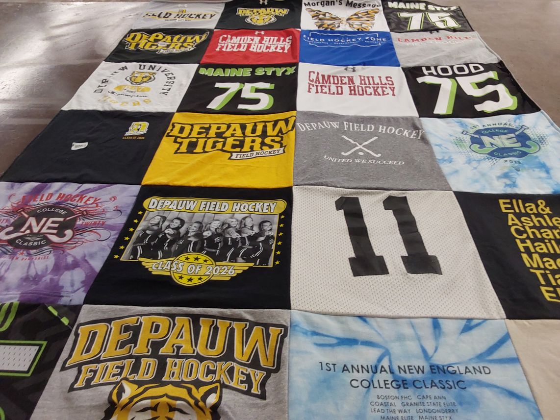 T-shirt quilt featuring depaul tigers, camden hills field hockey by Susan from ME