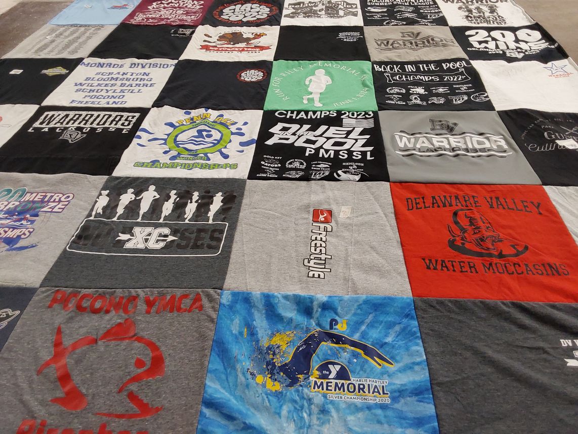 T-shirt quilt featuring delaware valley water moccasins, penn state lacrosse by Ryan from PA