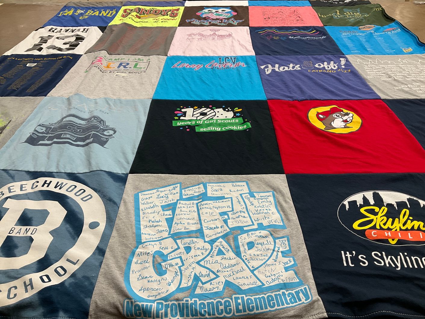 T-shirt quilt from beechwood school, new providence elementary by Holly from SC