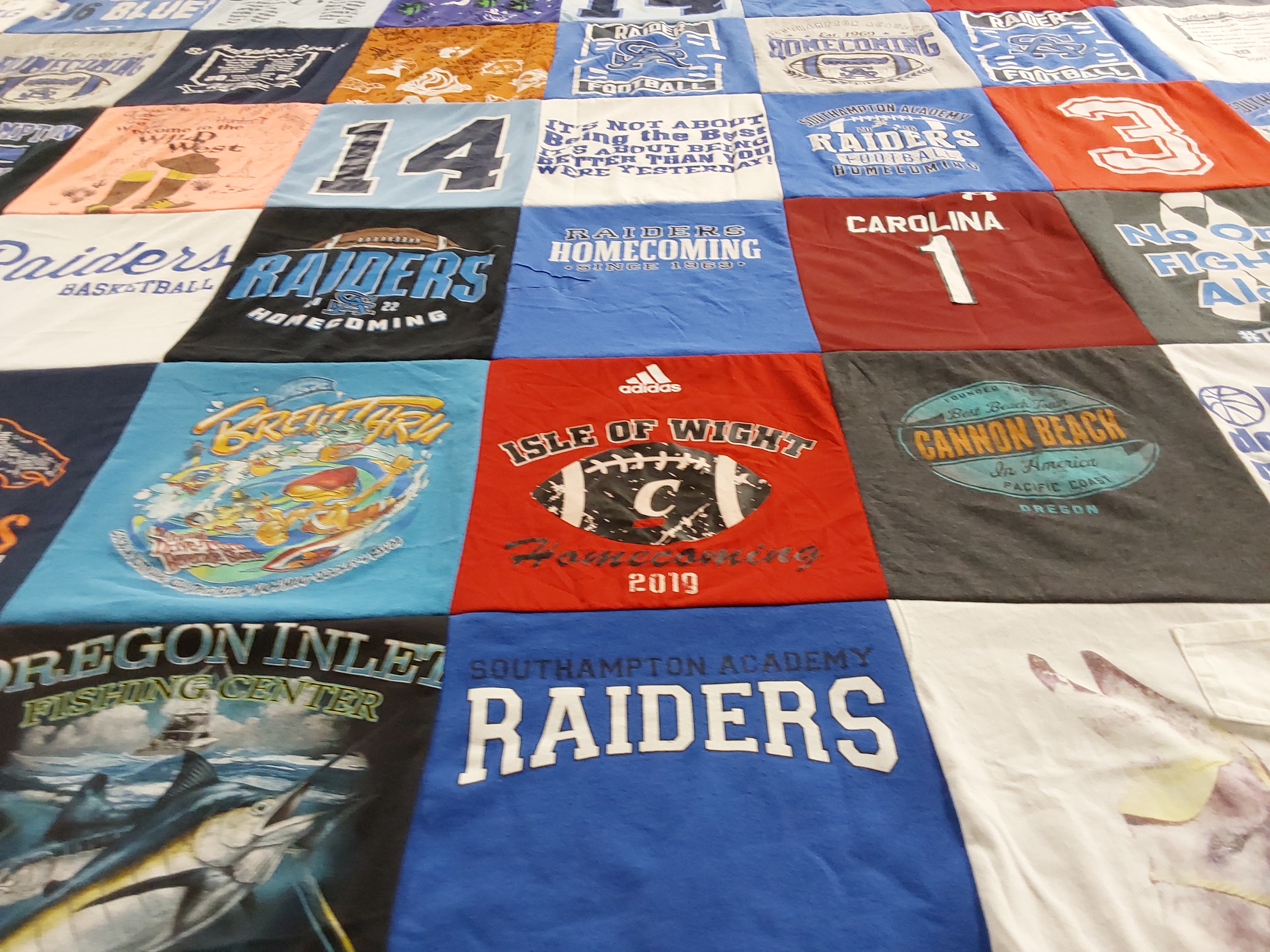T-shirt quilt featuring southampton raiders, isle of wight chargers by Ann Marie from VA
