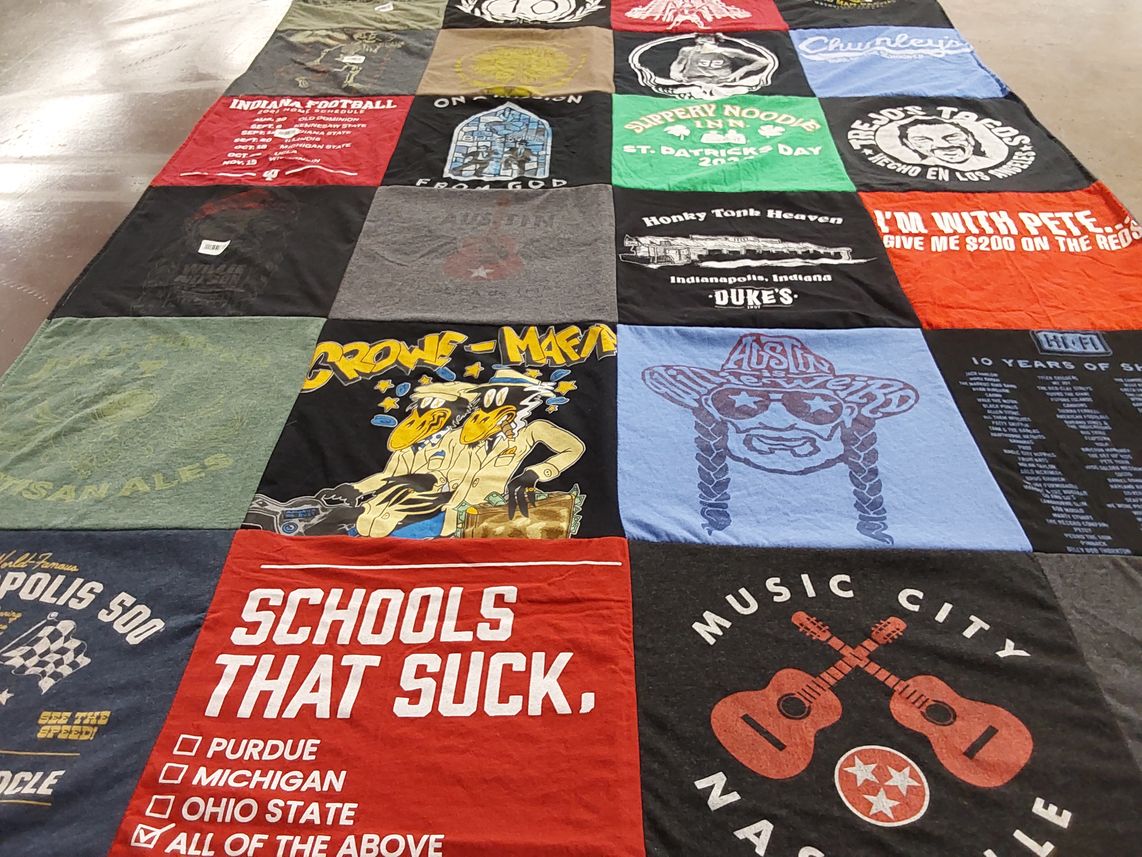 T-shirt quilt with football, music themes by Don from IN