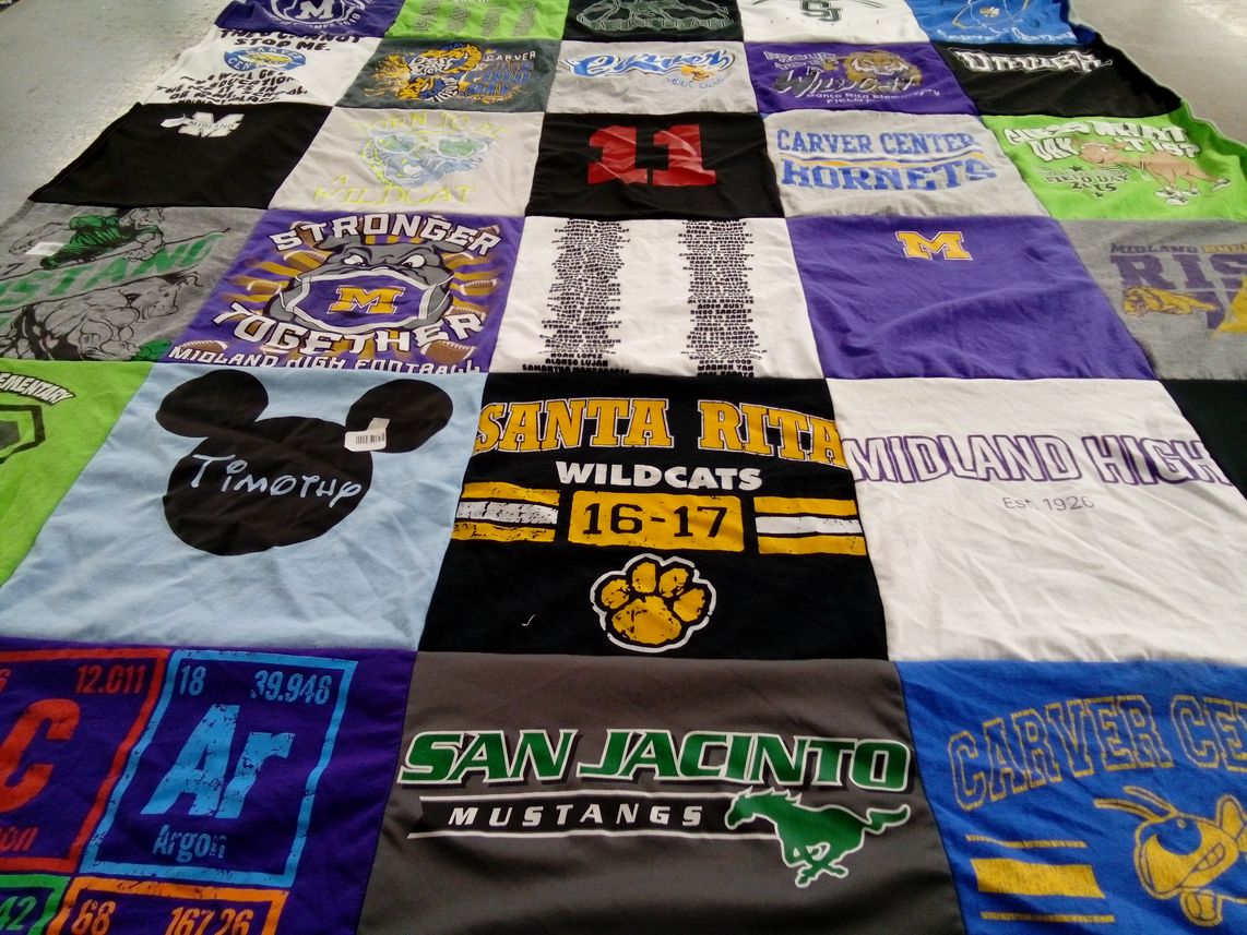 T-shirt quilt featuring midland high school football, santa rita wildcats by Debra from TX