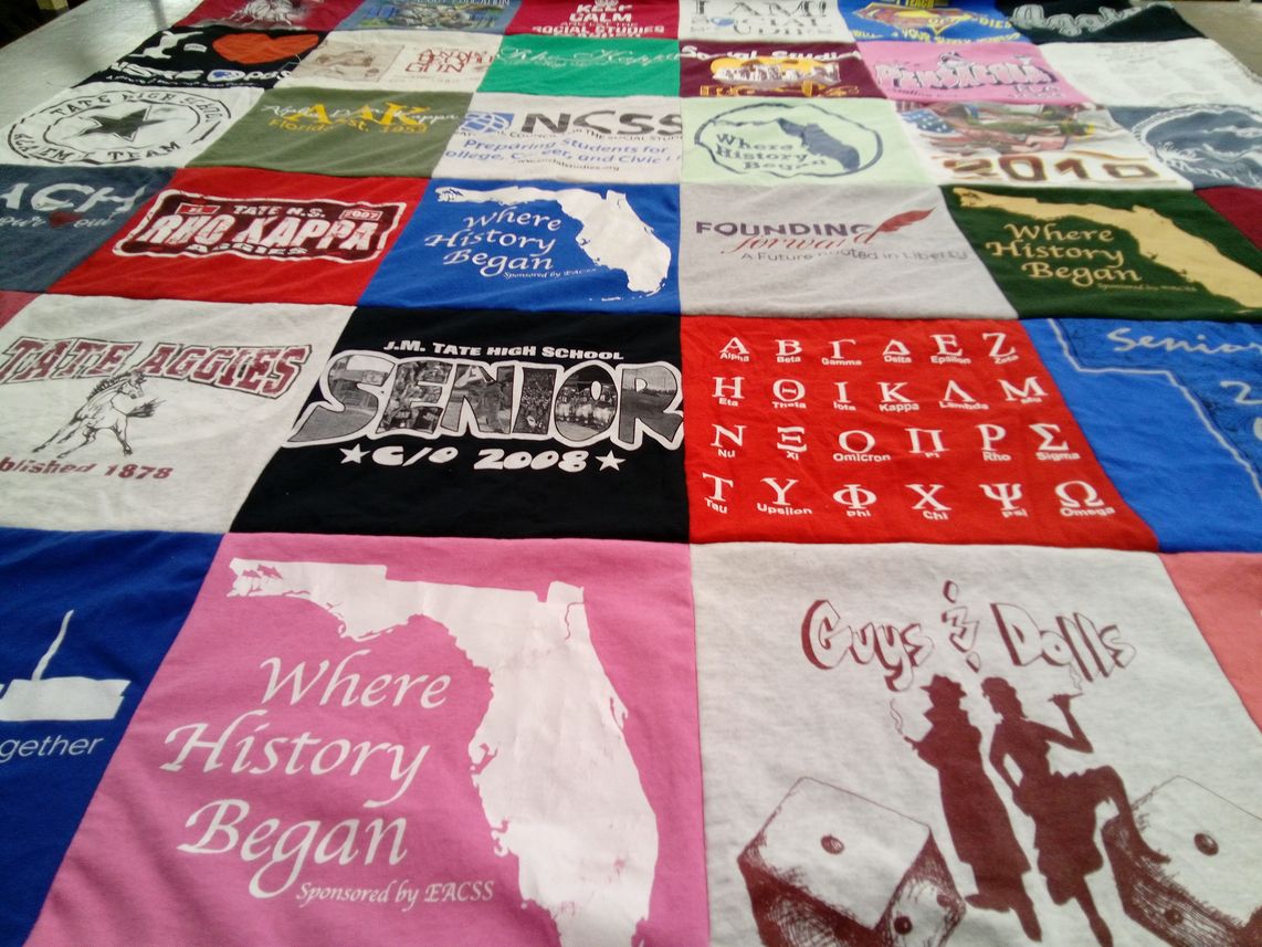 T-shirt quilt featuring jm tate high school by Cherie from FL