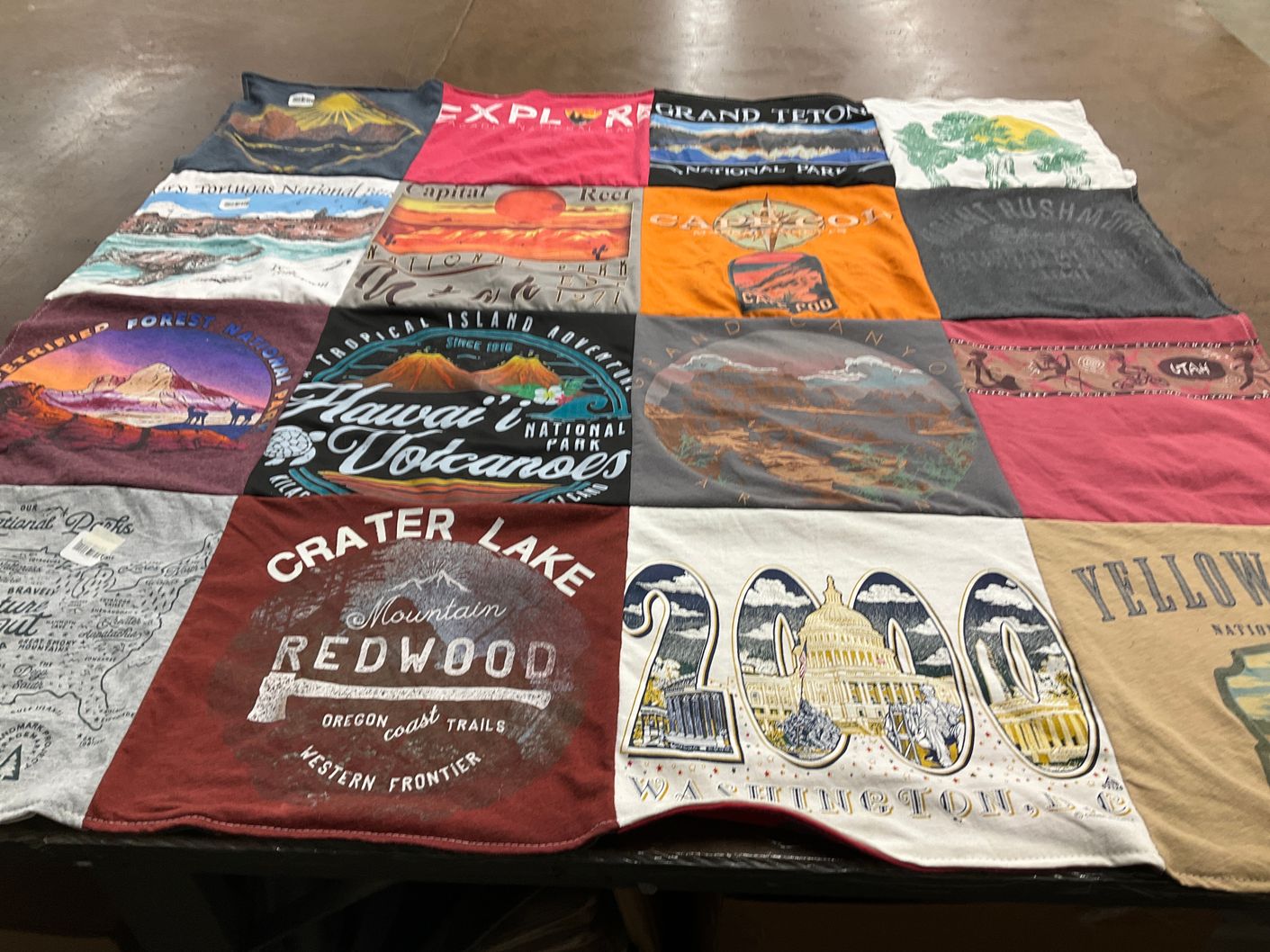 T-shirt quilt with national parks, nature themes by Karen from NH