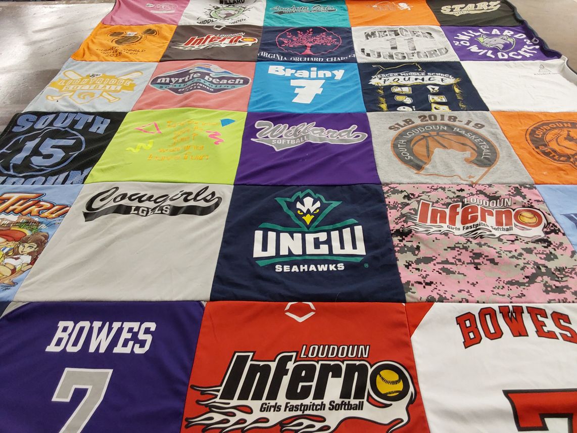 T-shirt quilt featuring loudoun inferno girls fastpitch softball, south loudoun basketball by Kendra from VA
