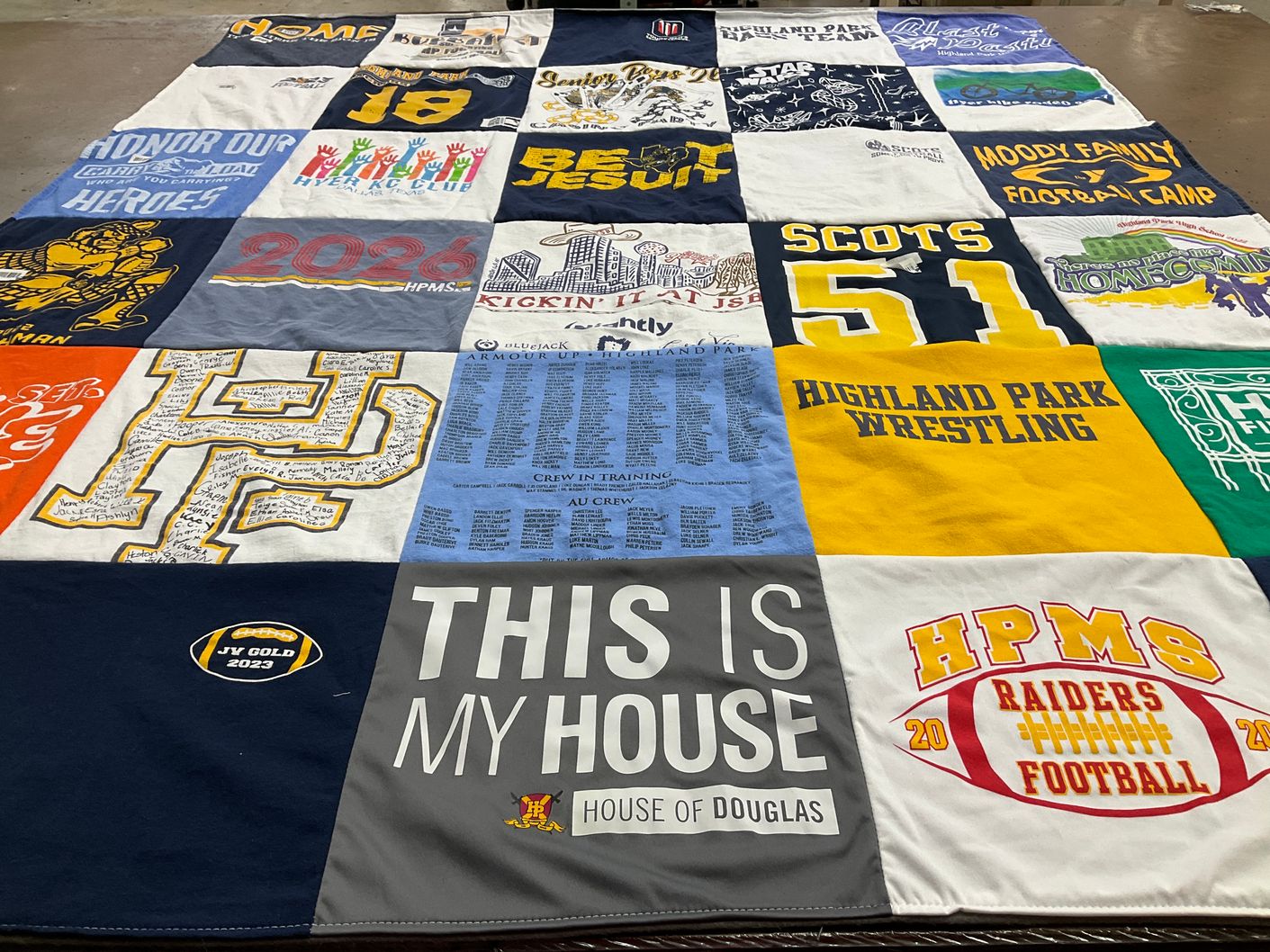 T-shirt quilt featuring highland park middle school raiders football, highland park wrestling by Melanie from TX