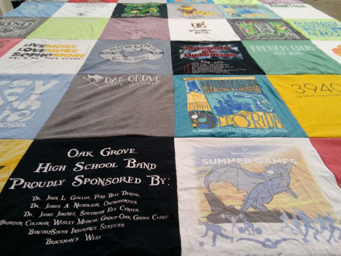 T-shirt quilt featuring oak grove warriors by Kimberly from MS