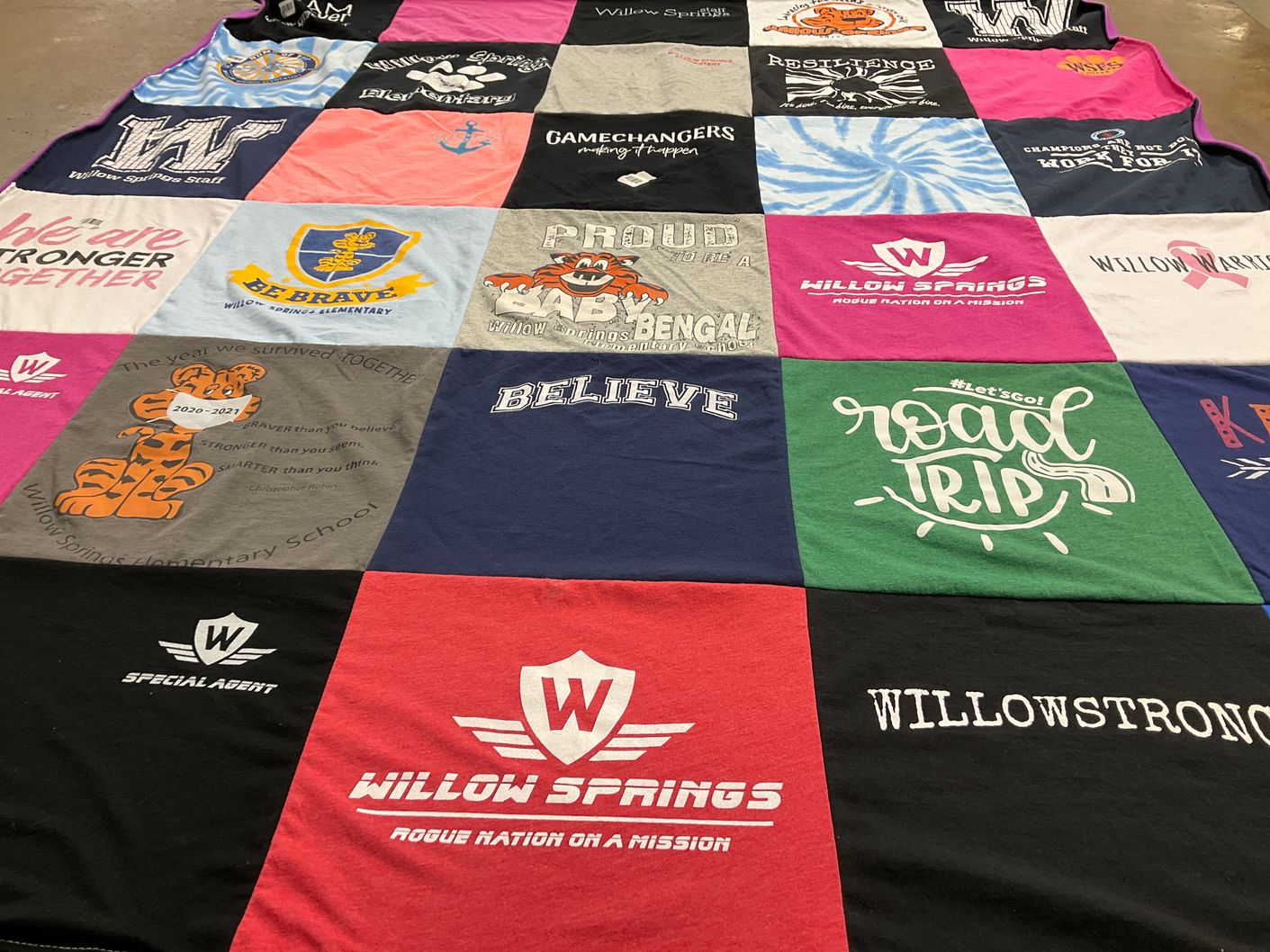 T-shirt quilt from willow springs elementary school by Chelsi from NC